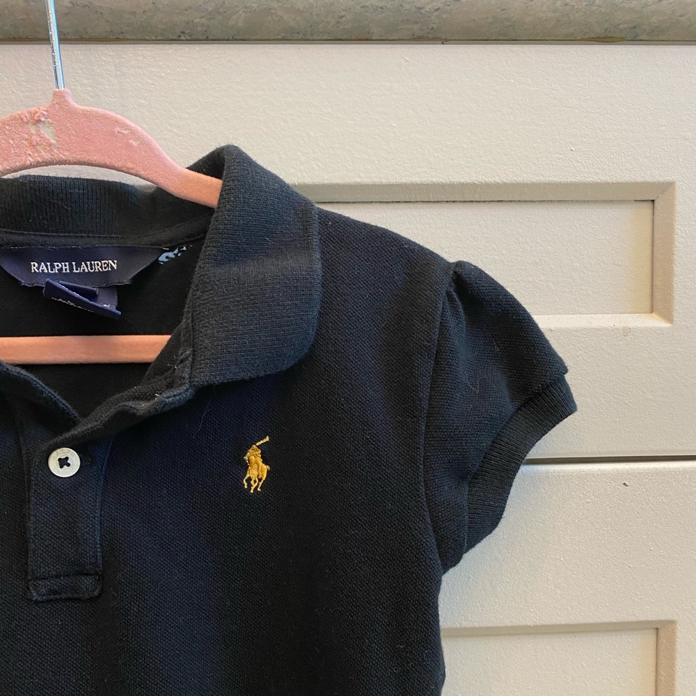 Ralph Lauren Black Polo Dress 6 ruffle bottom